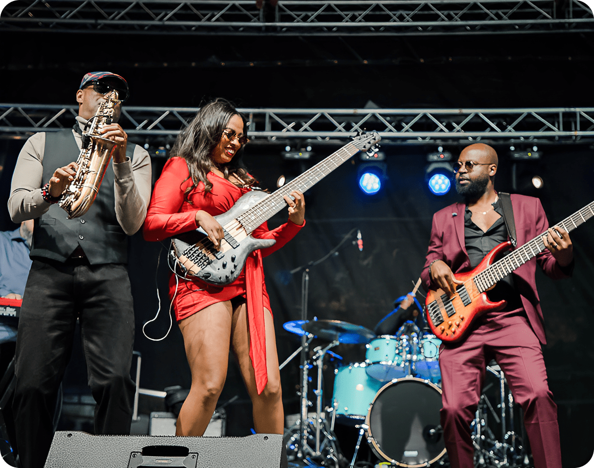 Band playing live music outdoors