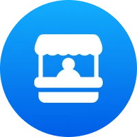 Vendor stall symbol in circle