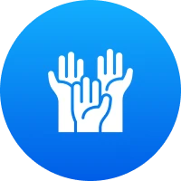 Symbol of uplifted hands in circle