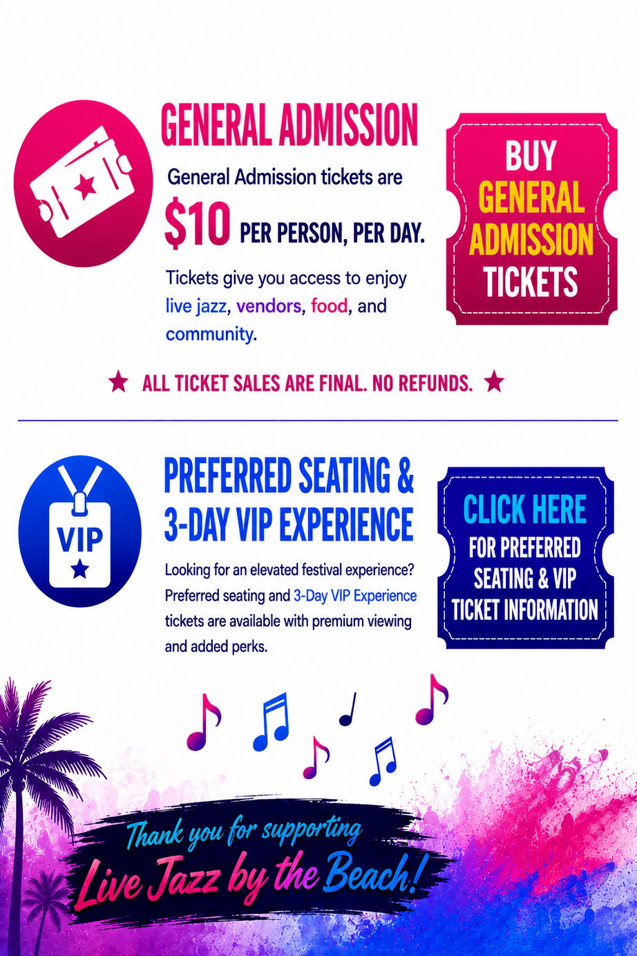 Live Jazz by the Beach ticket flyer