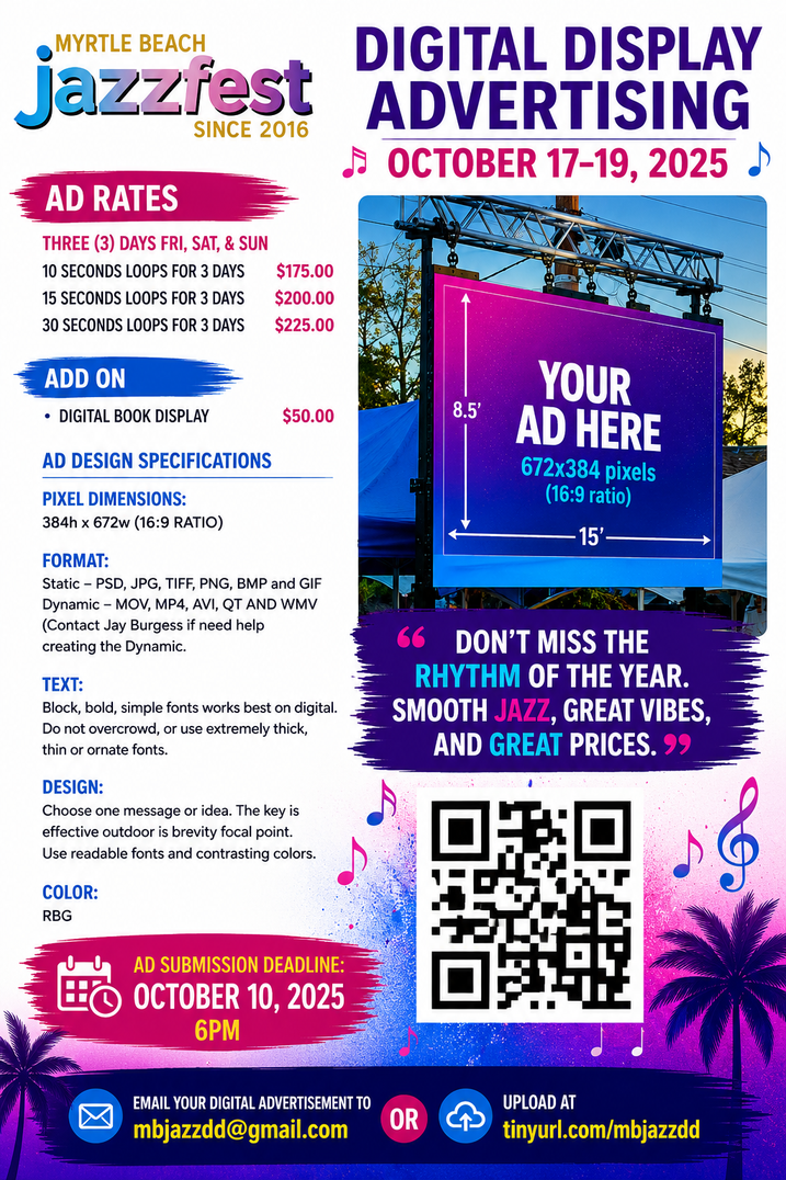 Myrtle Beach Jazzfest digital display advertising flyer